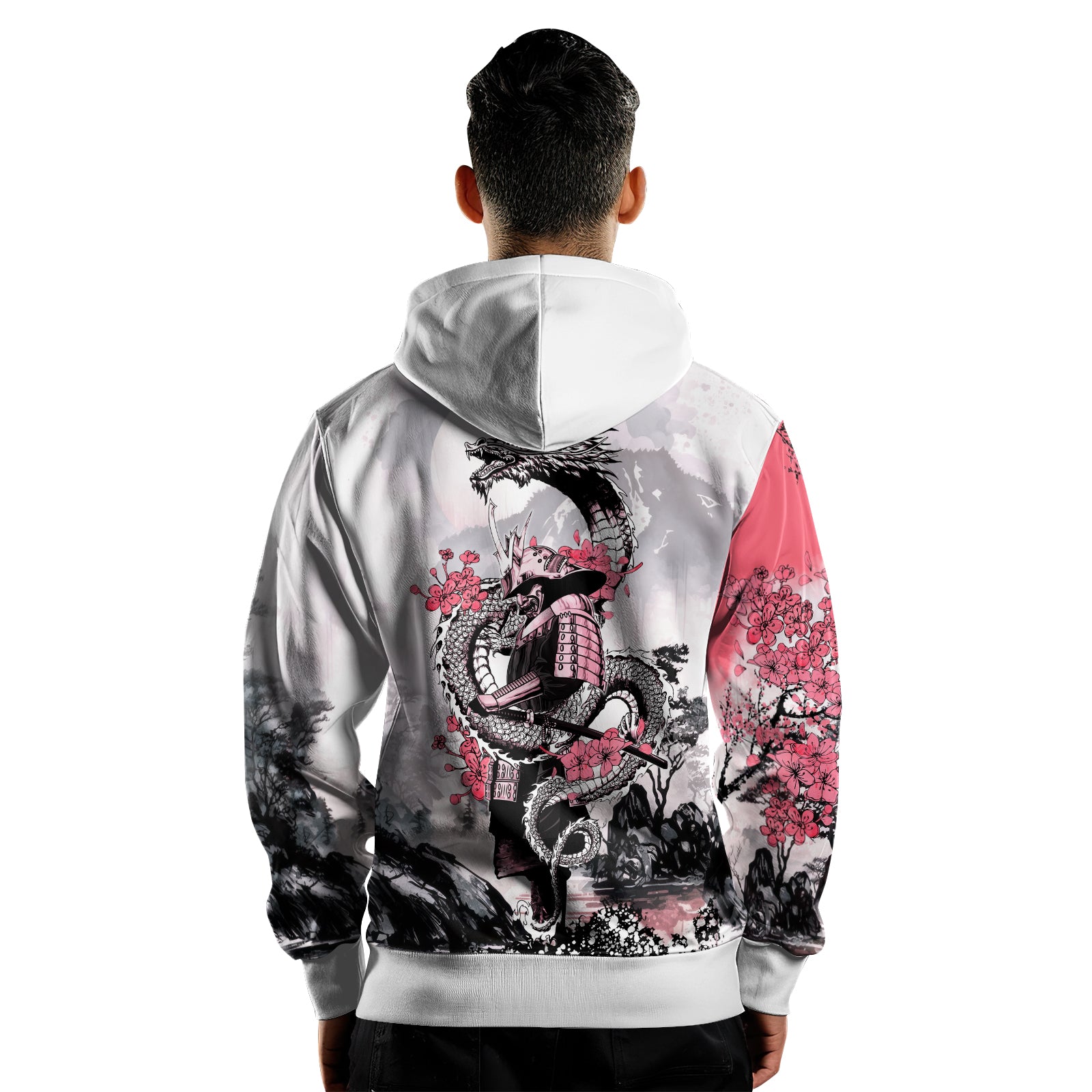 Rashninja Samurai Mask Embraced AOP Hoodie | Japanese Samurai Hoodie