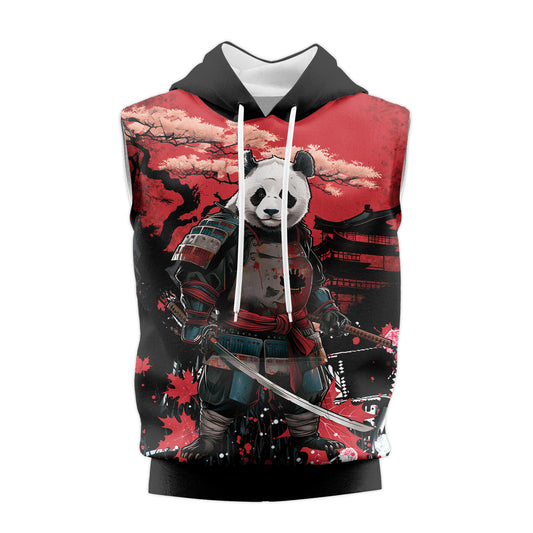 Rashninja Panda Samurai Legend Sleeveless Hoodie | Sleeveless Hoodie