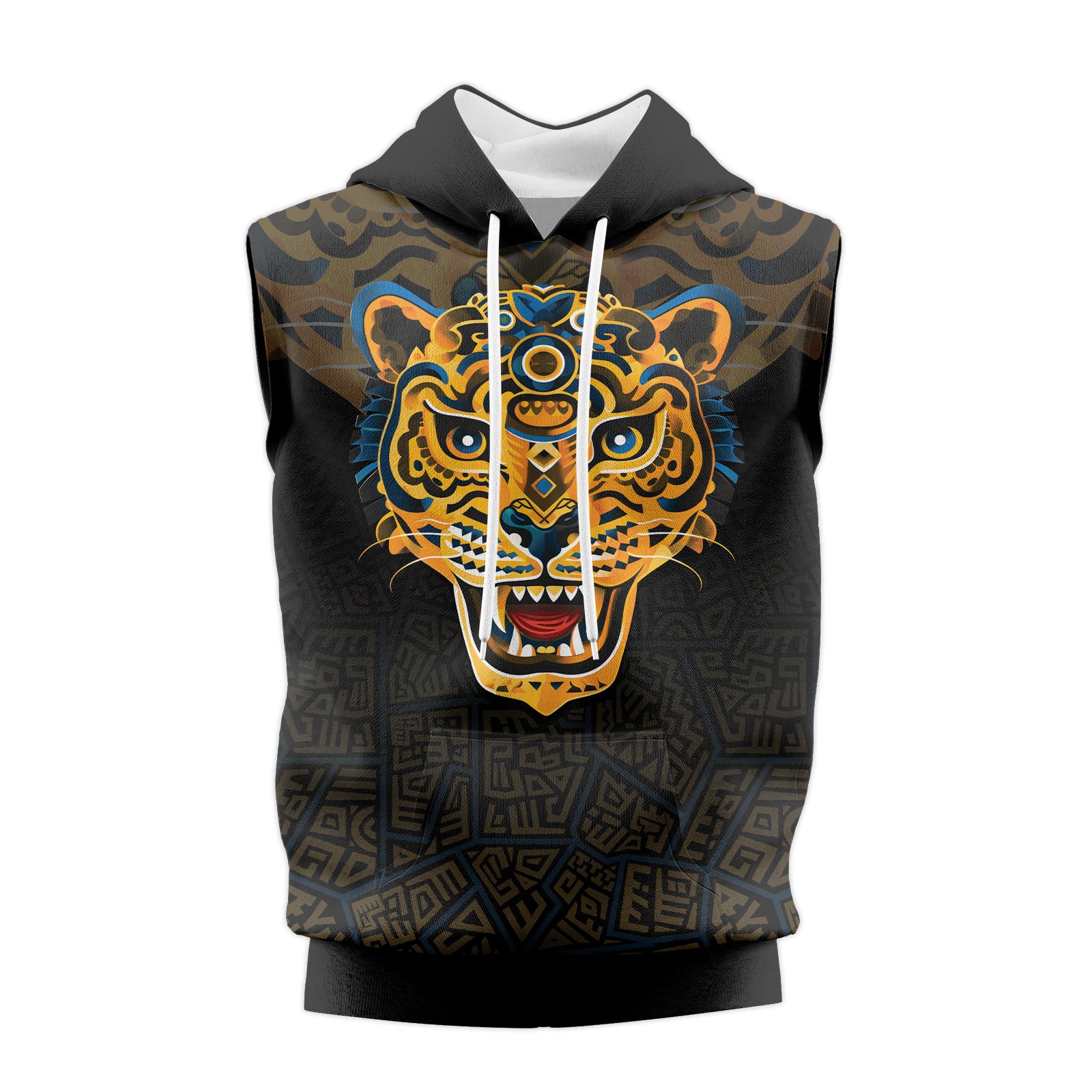 Rashninja Aztec Tribal Jaguar Sleeveless Hoodie |MMA Sleeveless Hoodie