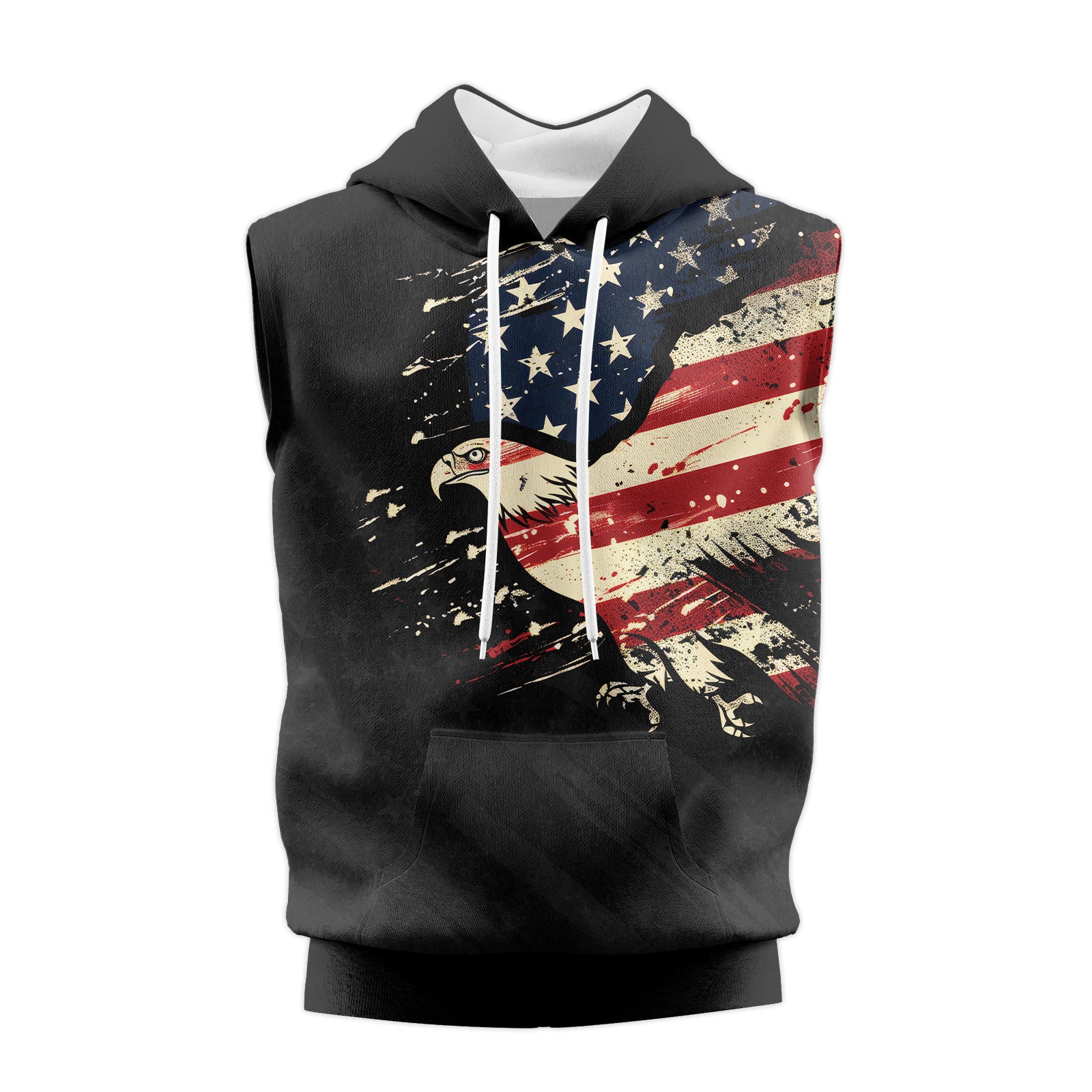 Rashninja Eagle American Flag Sleeveless Hoodie | Sleeveless Hoodie