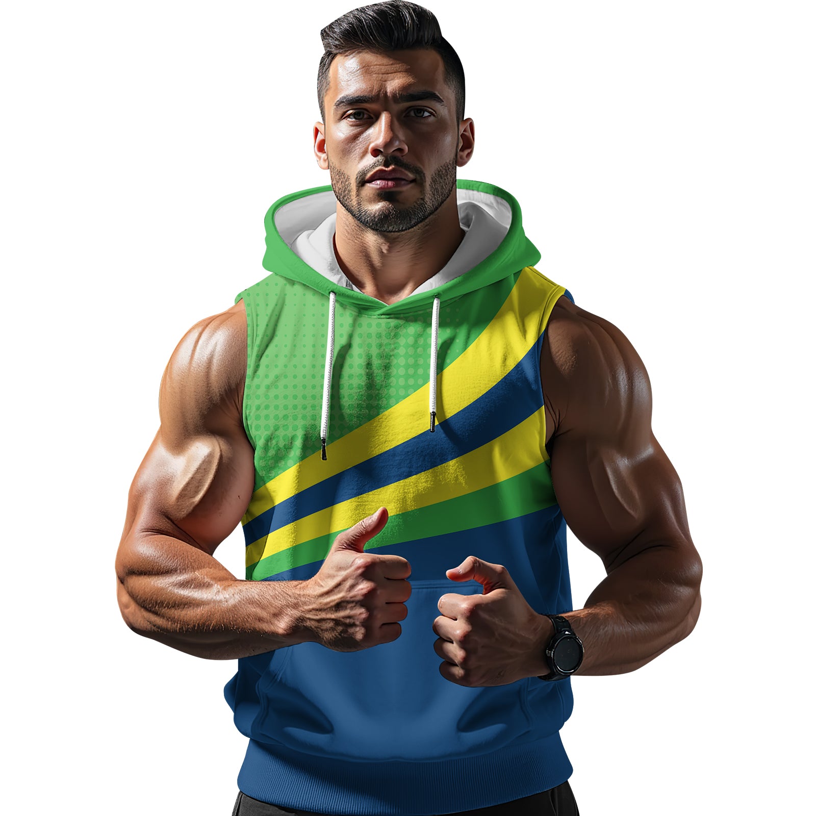 Rashninja Brazilian Pride Grappler Men's Sleeveless Gym Hoodie