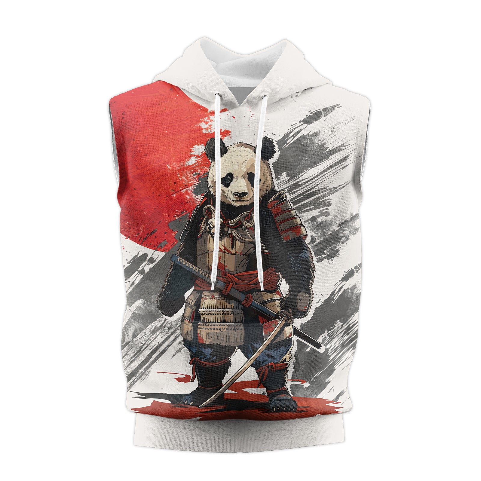 Rashninja Panda Samurai Armor Sleeveless Hoodie | Sleeveless Hoodie