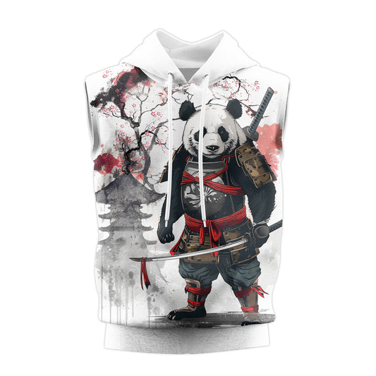 Rashninja Samurai Panda Warrior Sleeveless Hoodie | Sleeveless Hoodie