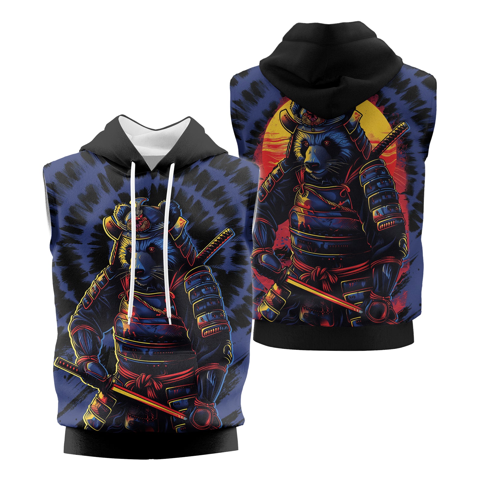 Rashninja Panda Samurai Essence Sleeveless Hoodie | Sleeveless Hoodie