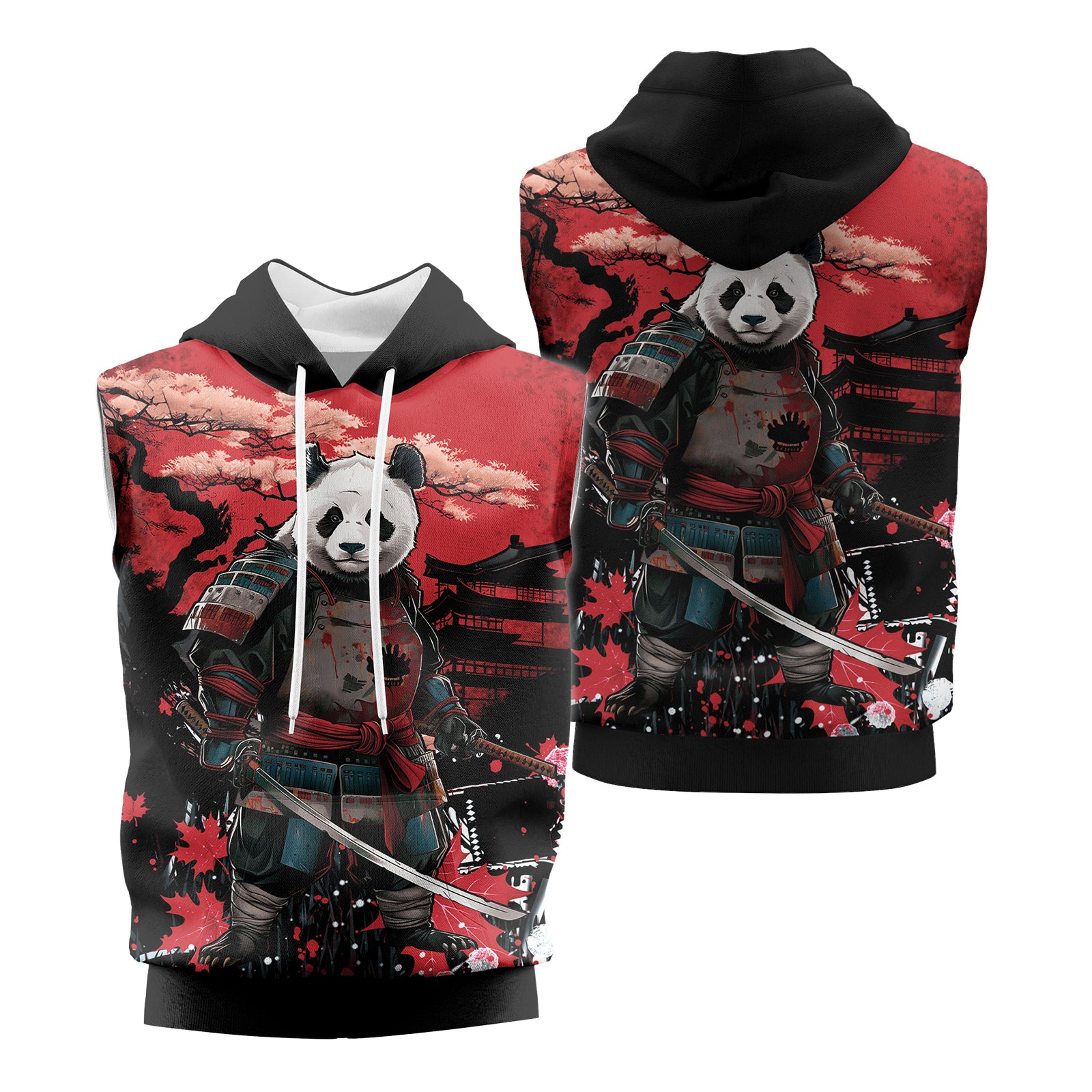 Rashninja Panda Samurai Legend Sleeveless Hoodie | Sleeveless Hoodie