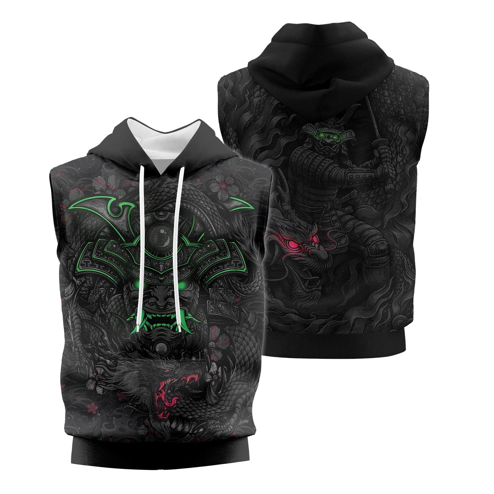 Rashninja Samurai Oni Fusion Sleeveless Hoodie | MMA Sleeveless Hoodie