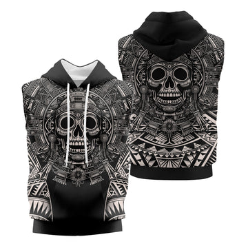 Rashninja Aztec Tribe Warrior Cranium Men's Sleeveless Gym Hoodie