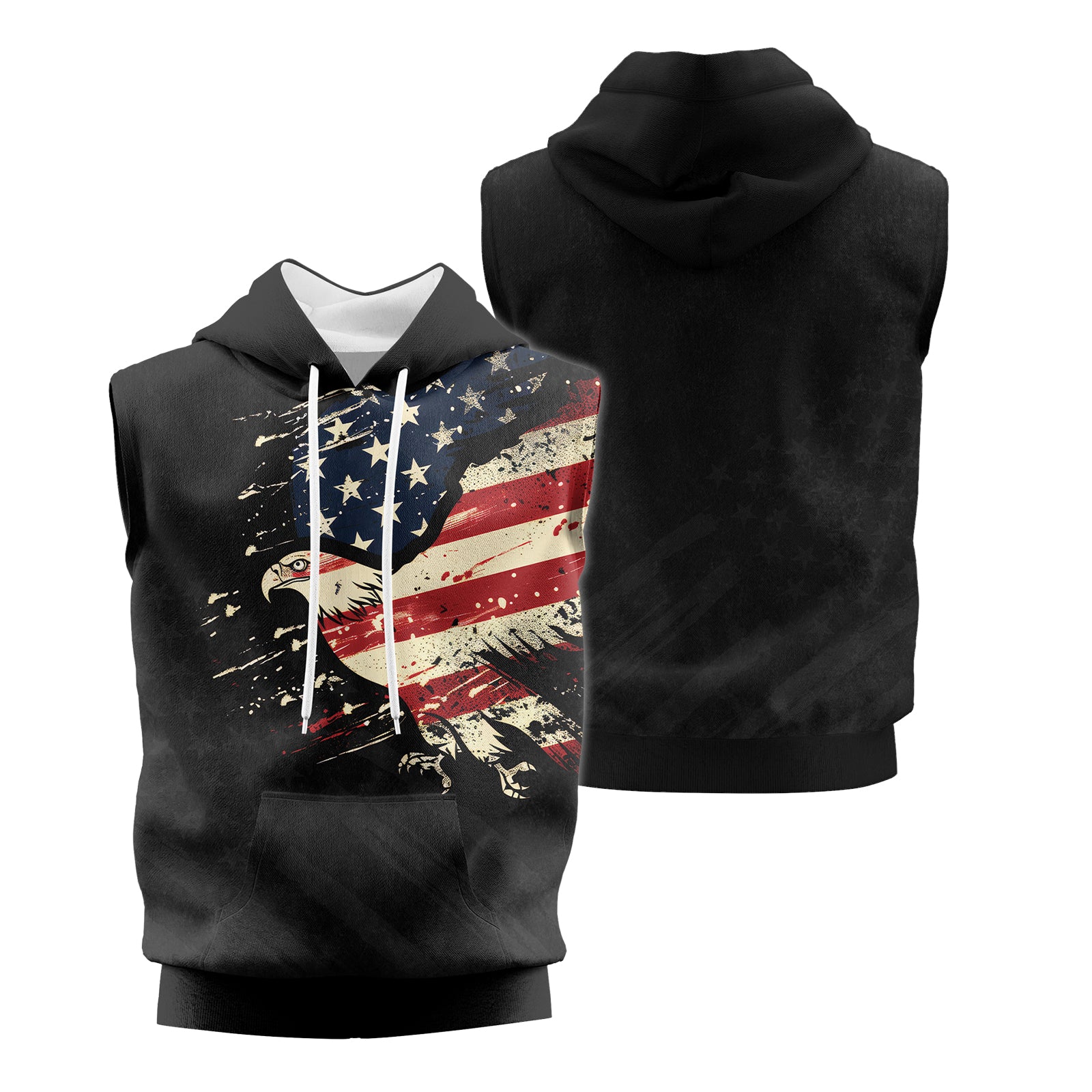 Rashninja Eagle American Flag Sleeveless Hoodie | Sleeveless Hoodie