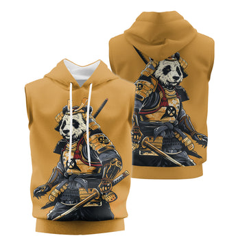 Rashninja Samurai Panda Strikes Sleeveless Hoodie | Sleeveless Hoodie