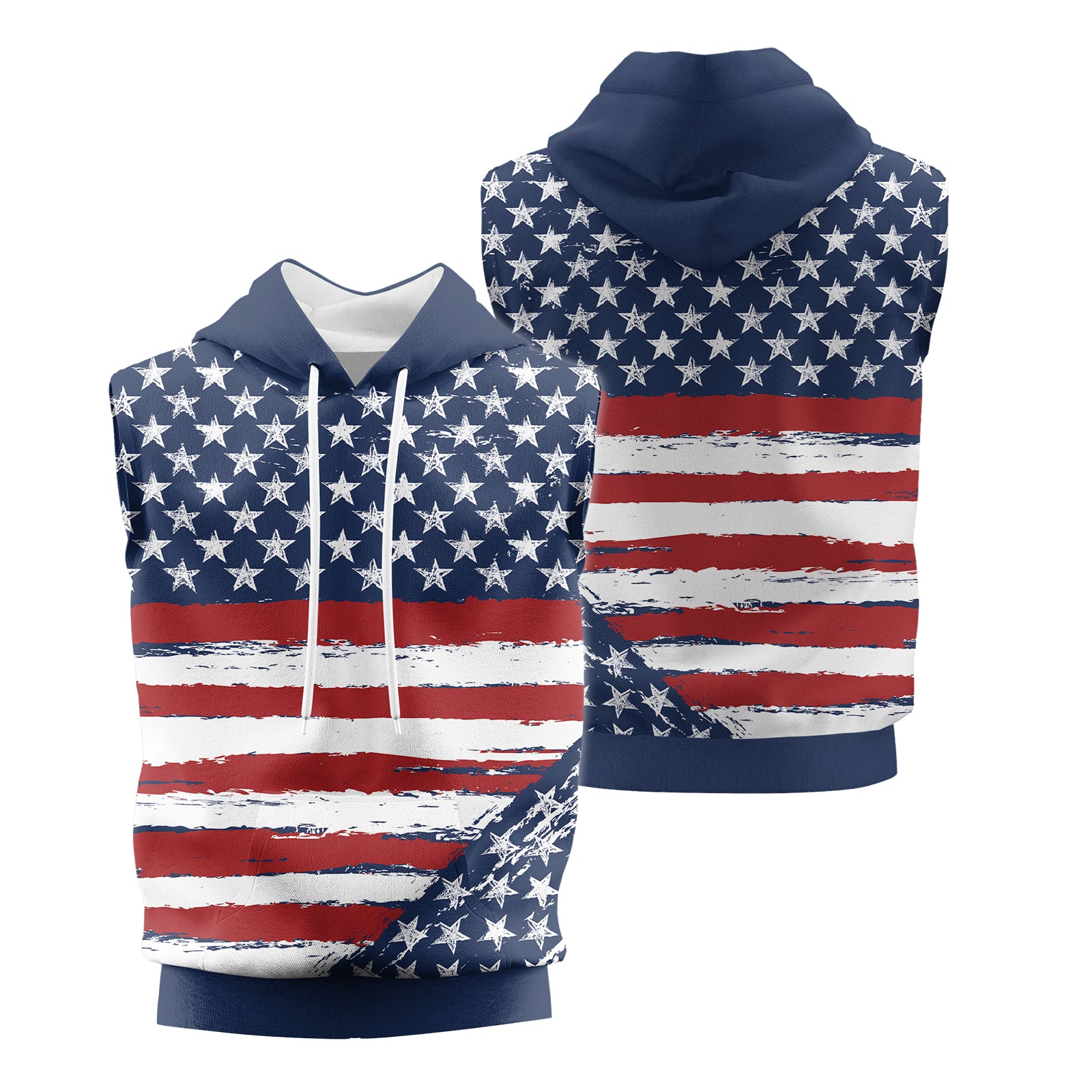 Rashninja Flag of the United States Men's Sleeveless Gym Hoodie