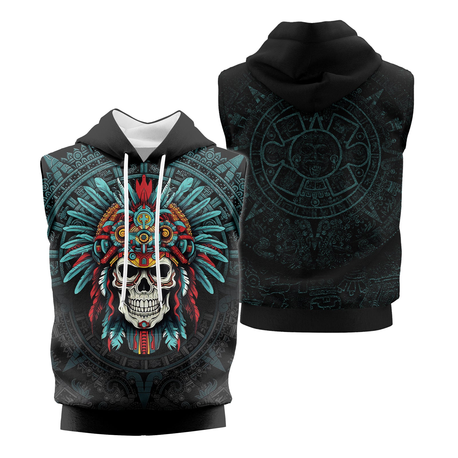 Rashninja Aztec Chief Cranium Sleeveless Hoodie |MMA Sleeveless Hoodie