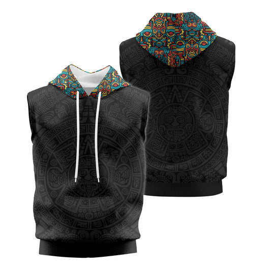 Rashninja Aztec Tribal Pattern Sleeveless Hoodie | Sleeveless Hoodie