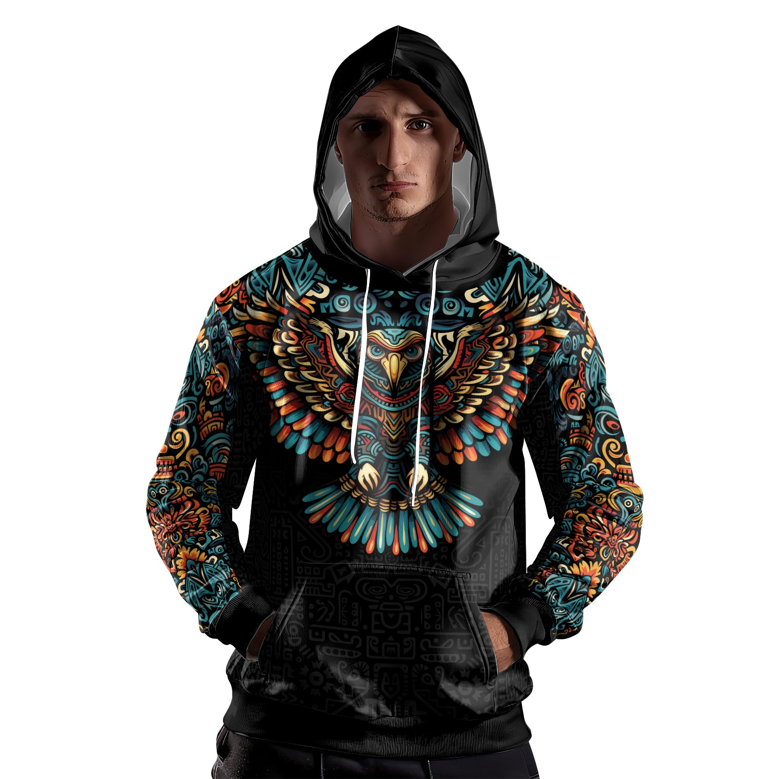 Rashninja Aztec Tribal Eagle AOP Hoodie