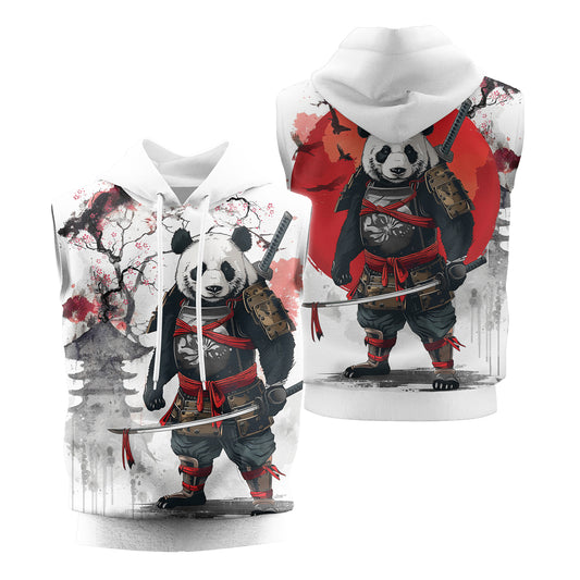 Rashninja Samurai Panda Warrior Sleeveless Hoodie | Sleeveless Hoodie