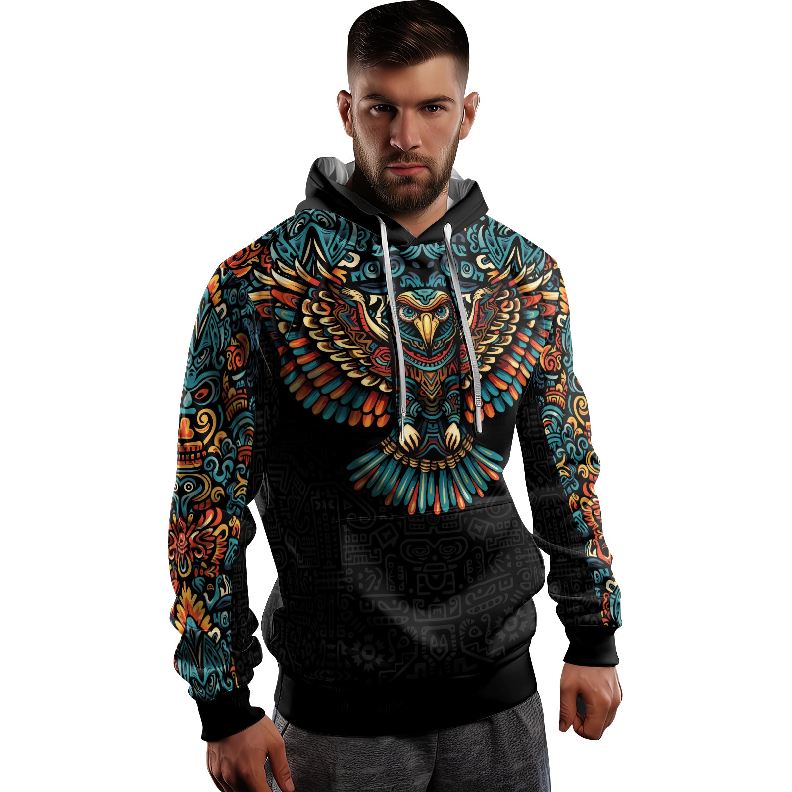 Rashninja Aztec Tribal Eagle AOP Hoodie