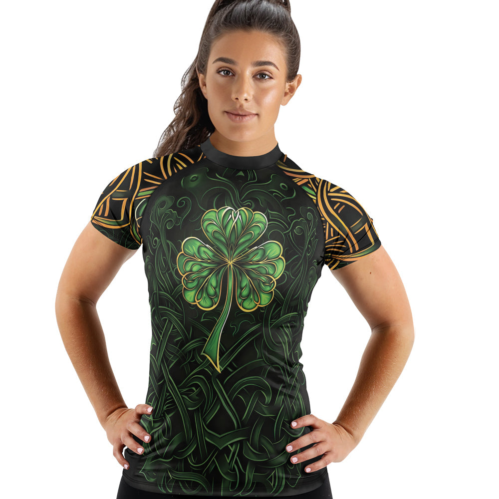 Rashninja Irish Celtic Clover Women's Short Sleeve Rash Guard – St. Patrick's Day Edition