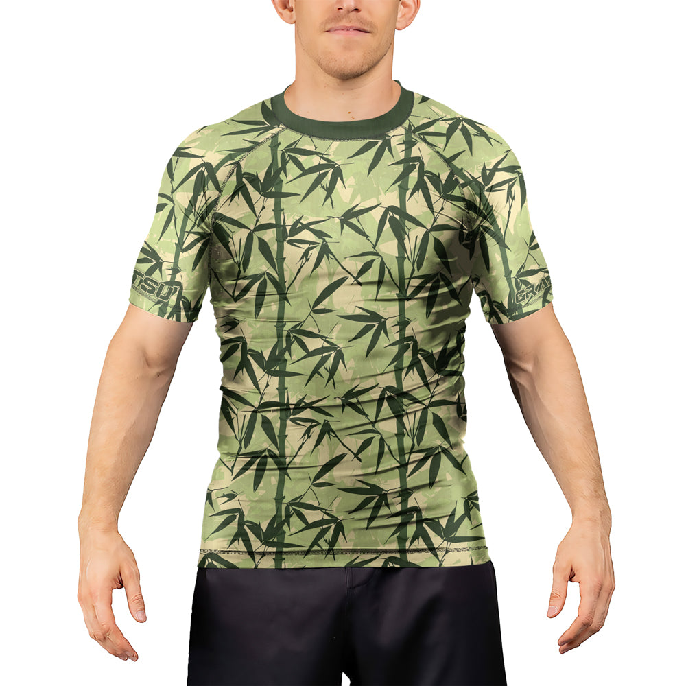 Bamboo Rash Guard Rashninja Camouflage Bamboo Leaf Blend Men's Short Sleeve Rash Guard