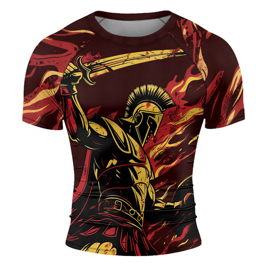 Rashninja Spartan Fire Warrior Men's Short Sleeve Rash Guard
