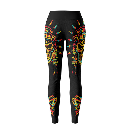 Rashninja Aztec Rainbow Skull Mask Women's Leggings