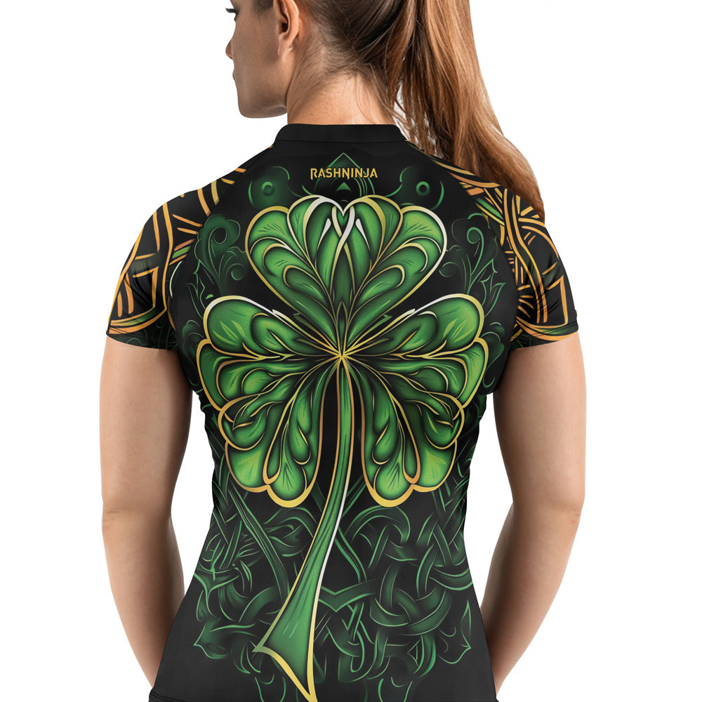 Rashninja Irish Celtic Clover Women's Short Sleeve Rash Guard – St. Patrick's Day Edition