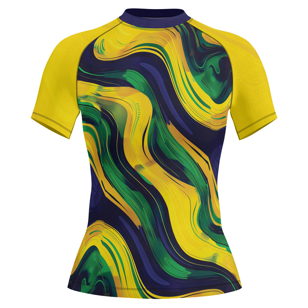 Rashninja Patriot Brazil Flag Women's Short Sleeve Rash Guard