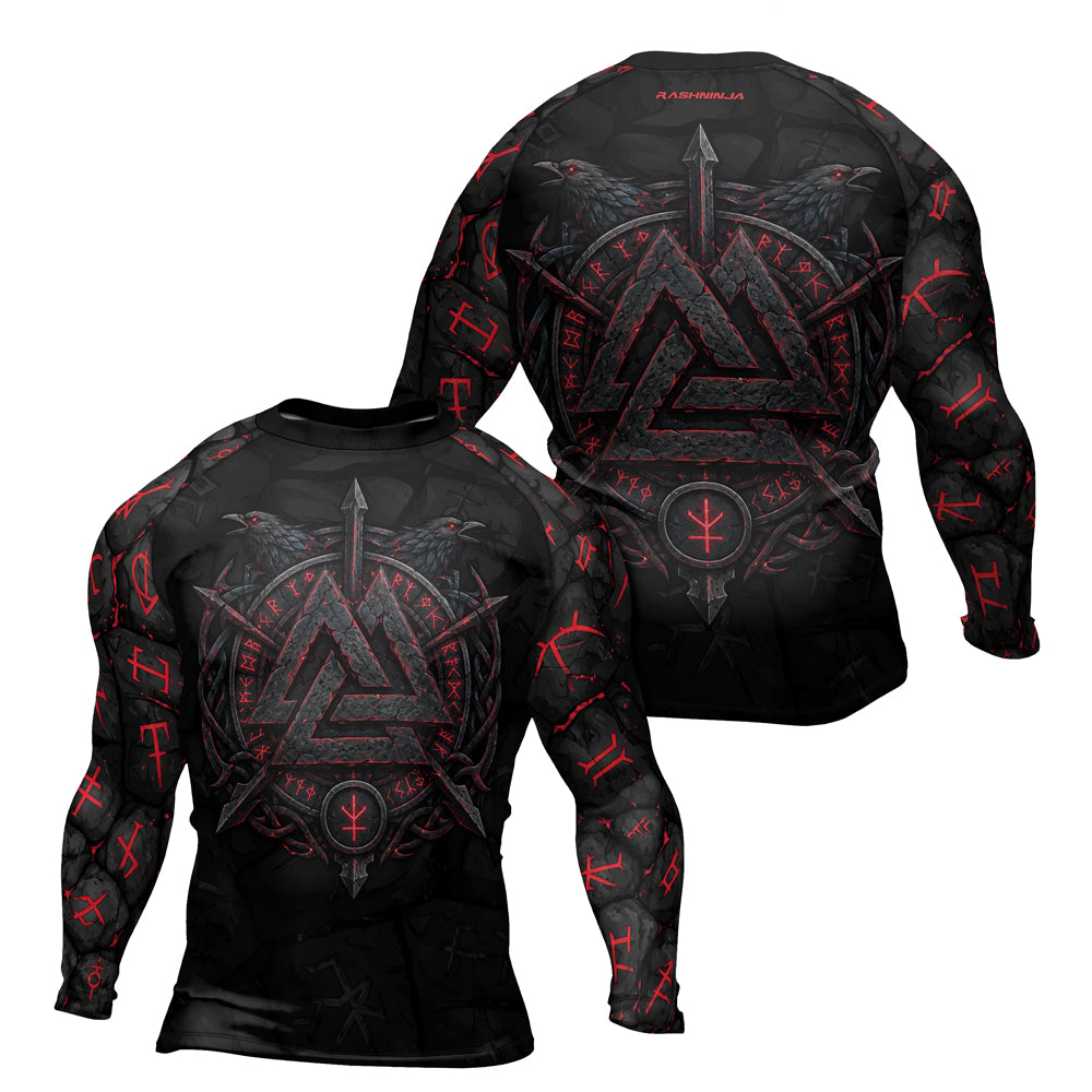 Rashninja Viking Raven Vegvisir Men's Long Sleeve Rash Guard