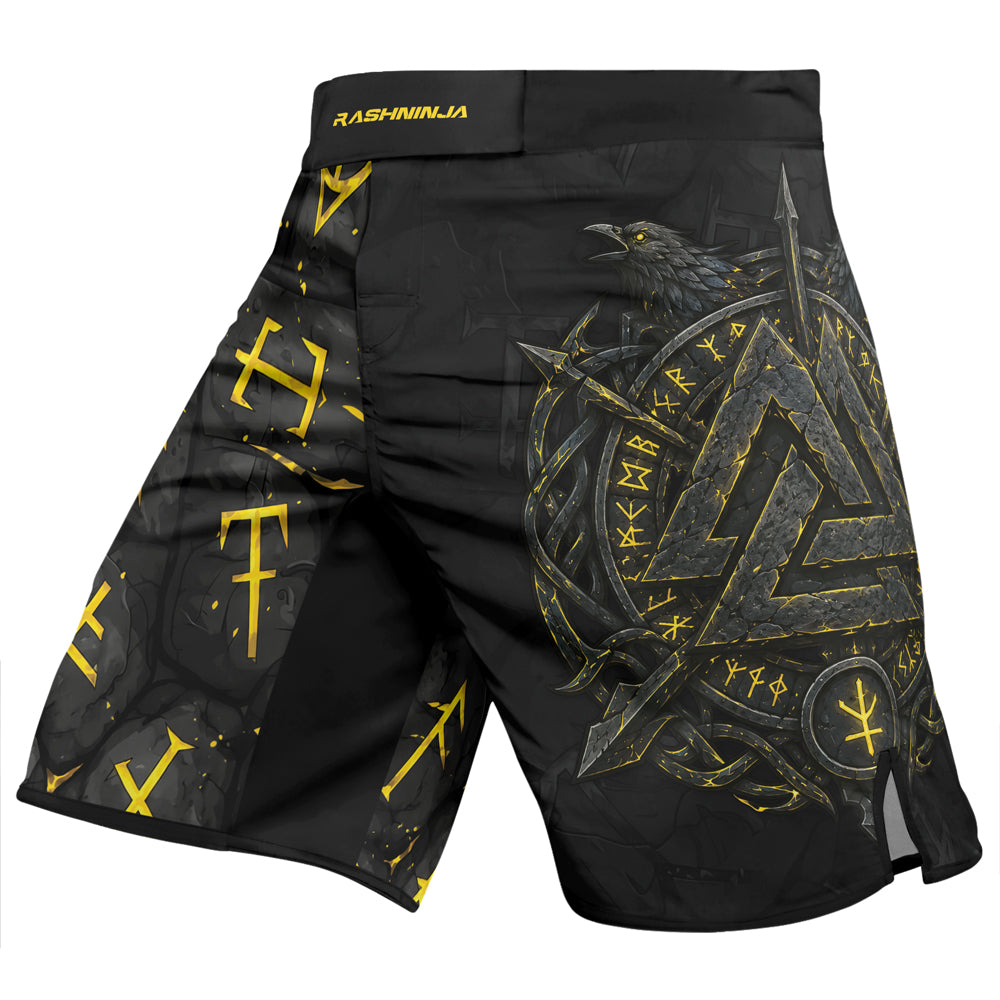 Rashninja Viking Raven Vegvisir Men's Fight Shorts
