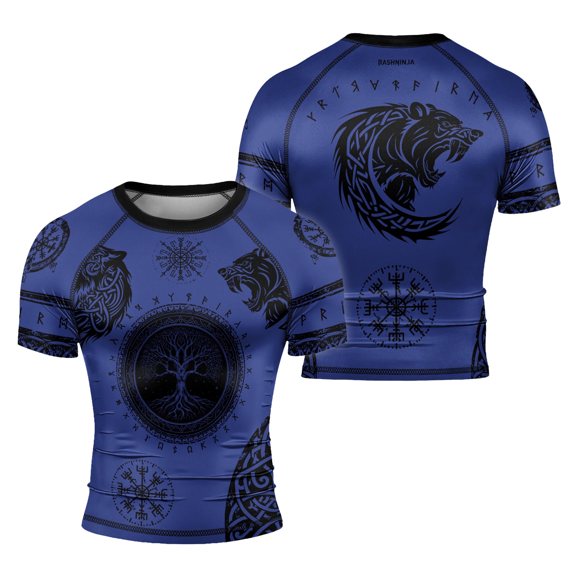 Rashninja Yggdrasil Bear Viking Men's Short Sleeve Rash Guard