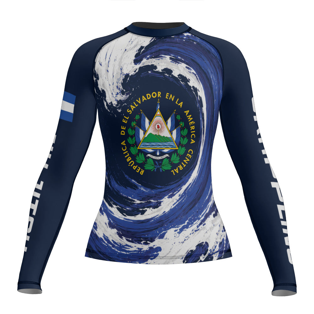 Rashninja Patriot El Salvador Flag Women's Long Sleeve Rash Guard
