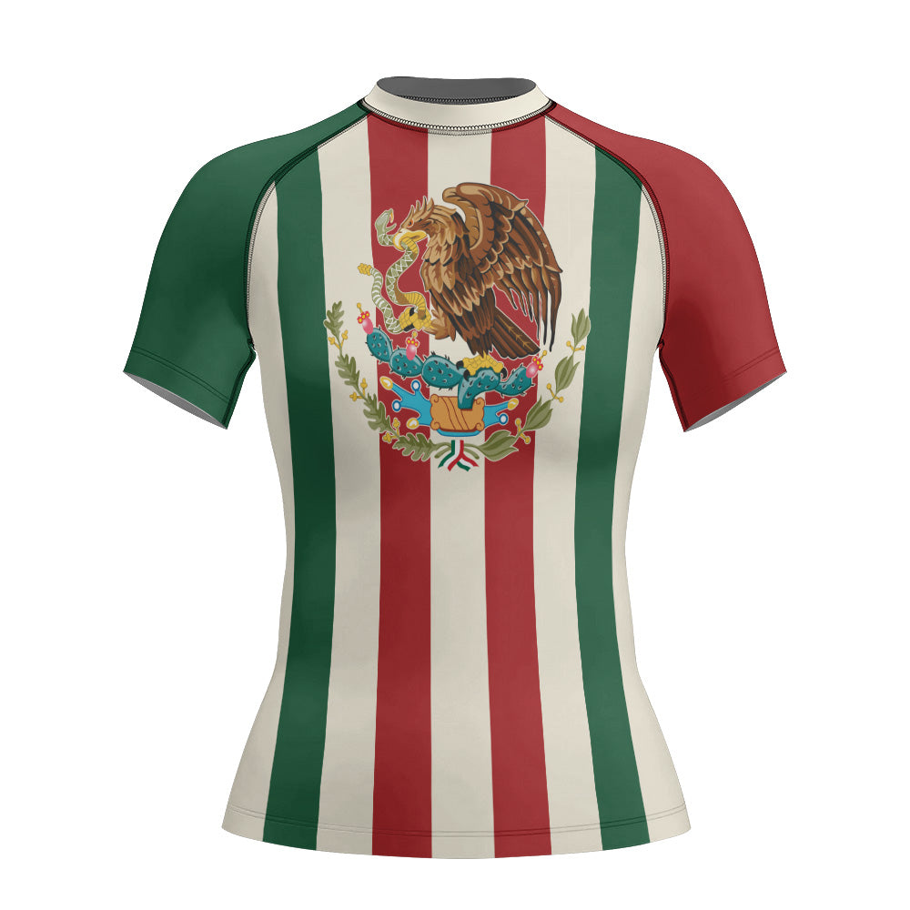 Rashninja Patriot Mexico Flag Women's Short Sleeve Rash Guard