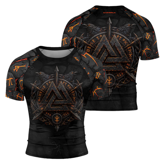 Rashninja Viking Raven Vegvisir Men's Short Sleeve Rash Guard