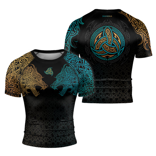Rashninja Norse Viking Wolf Men's Short Sleeve Rash Guard