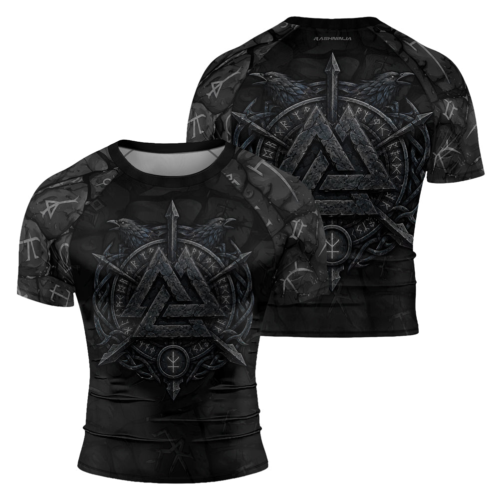 Rashninja Viking Raven Vegvisir Men's Short Sleeve Rash Guard