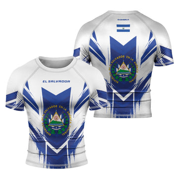 Rashninja Patriot El Salvador Flag Men's Short Sleeve Rash Guard