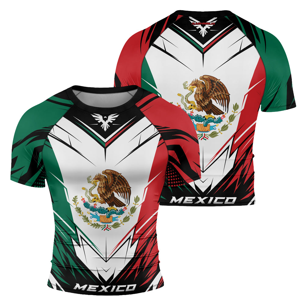 Rashninja Patriot Mexico Flag Men's Short Sleeve Rash Guard