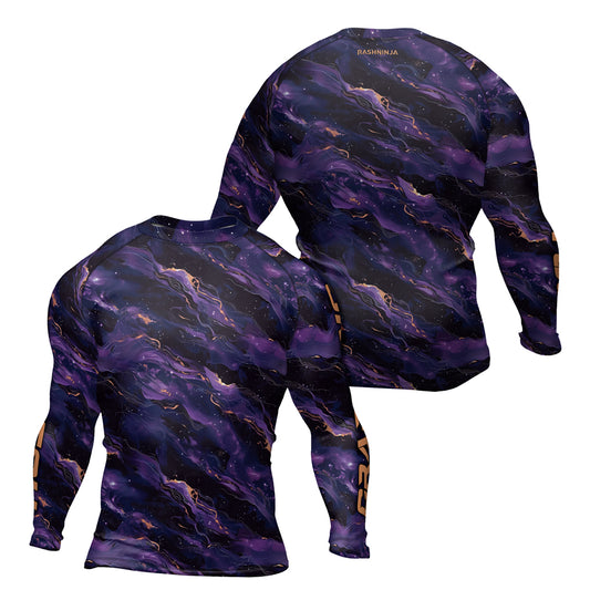 Rashninja Cyber Storm Marble Purple Men's Long Sleeve Rash Guard