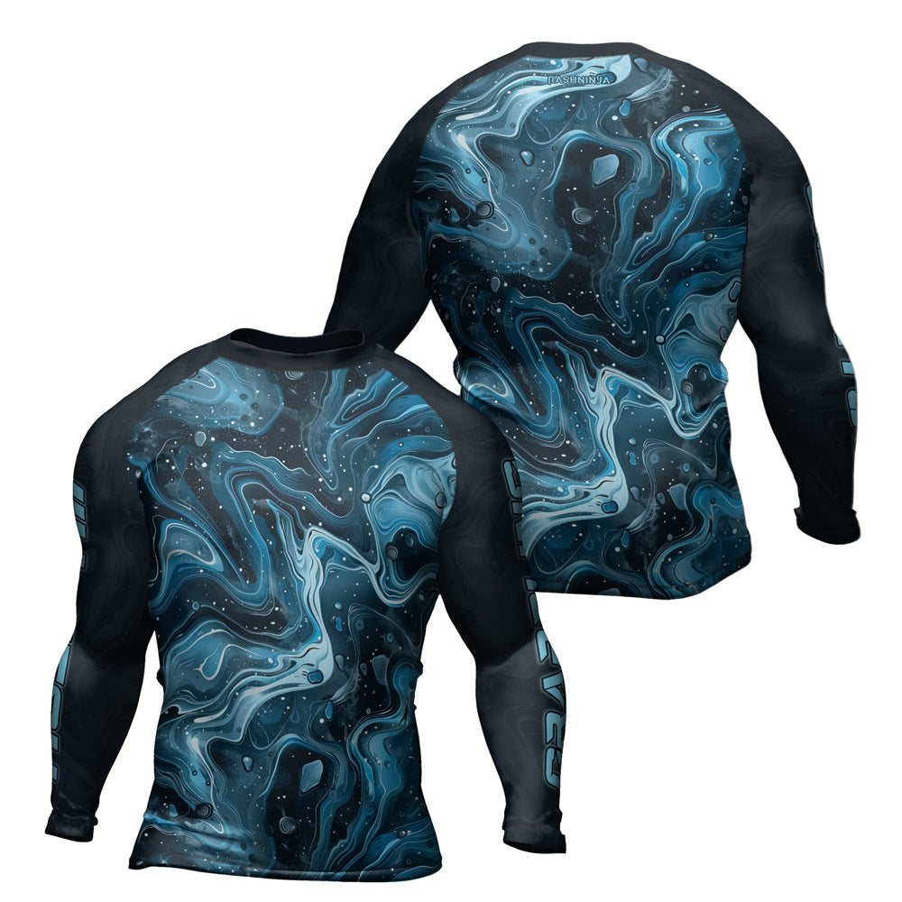 Turquoise Rash Guard Rashninja Cyber Storm Turquoise Men's Long Sleeve Rash Guard