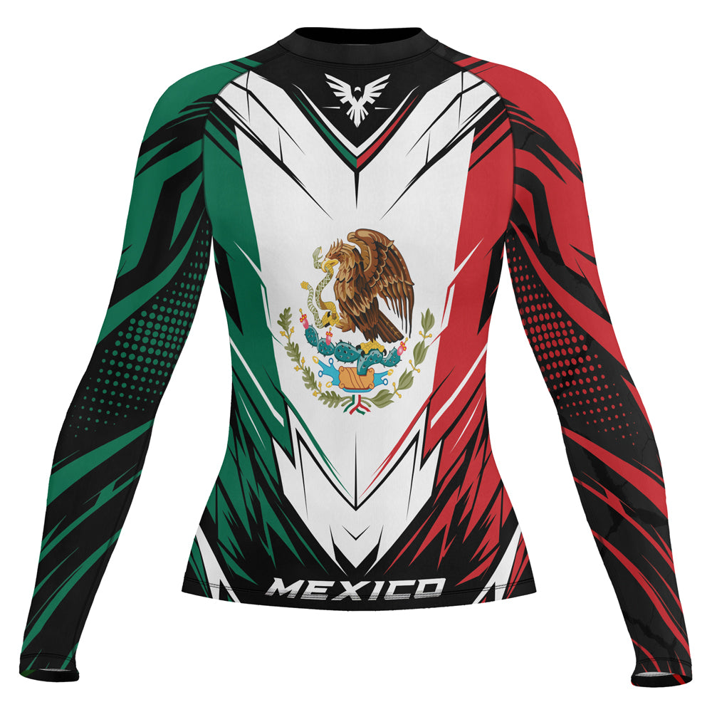 Rashninja Patriot Mexico Flag Women's Long Sleeve Rash Guard