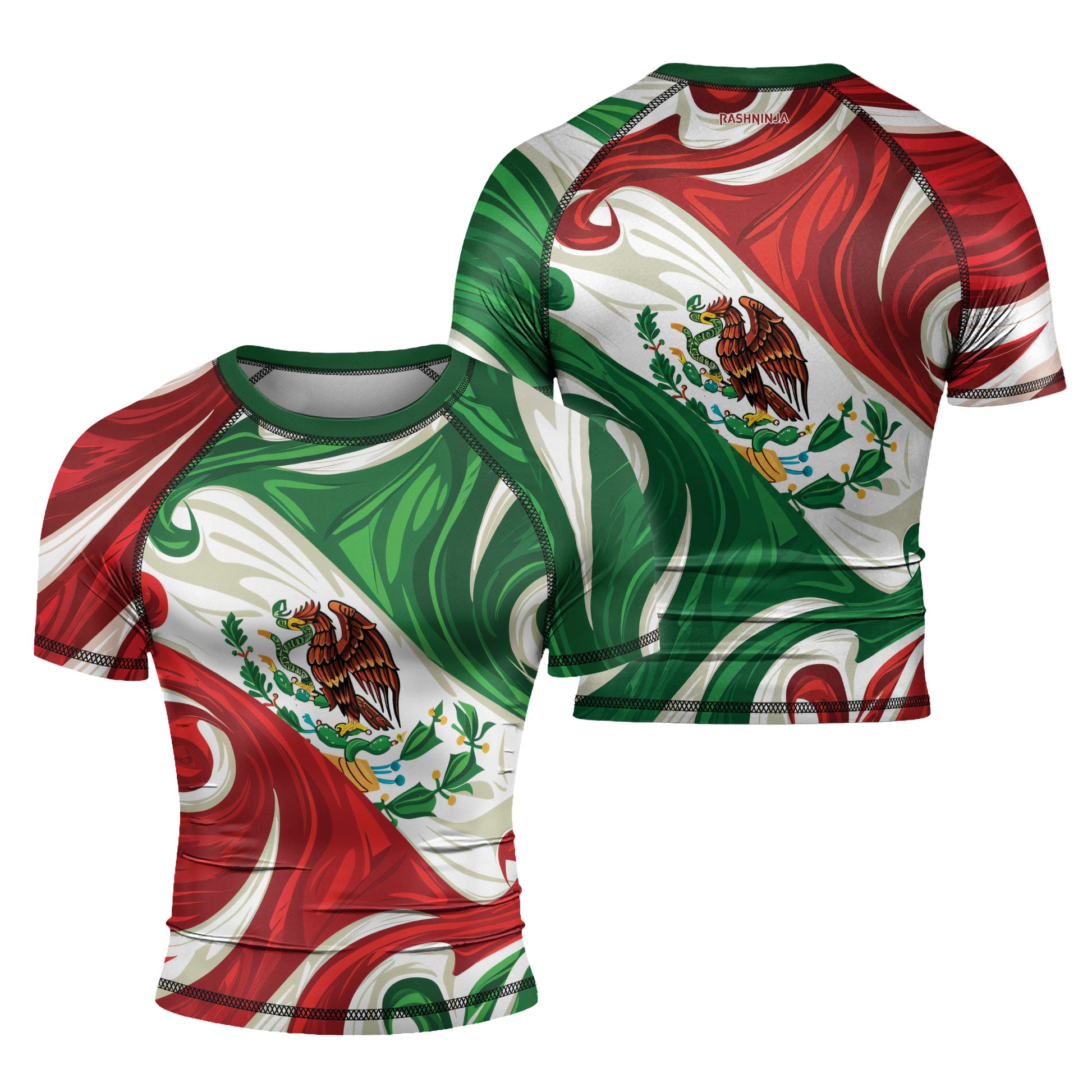 Rashninja Patriot Mexico Flag Men's Short Sleeve Rash Guard