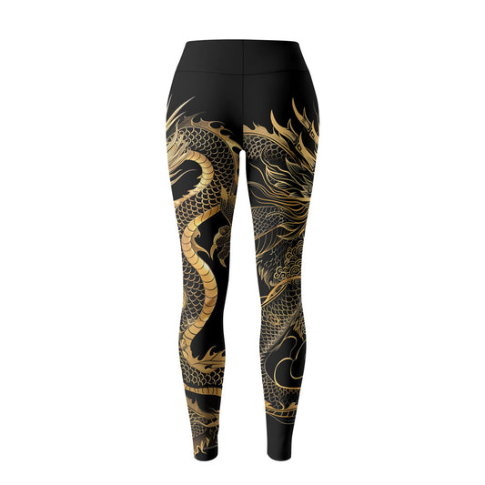 Rashninja Golden Dragon Black Women's Leggings