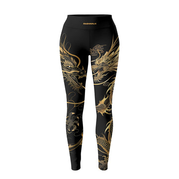 Rashninja Golden Dragon Black Women's Leggings