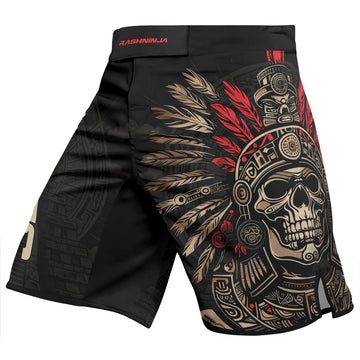 Rashninja Aztec Skull Feather Men's Fight Shorts
