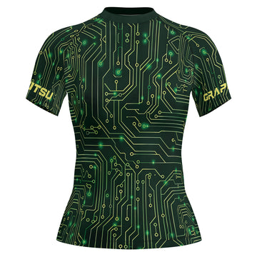 Rashninja Green Cyber Circuit Women's Short Sleeve Rash Guard