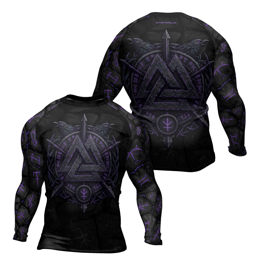Rashninja Viking Raven Vegvisir Men's Long Sleeve Rash Guard