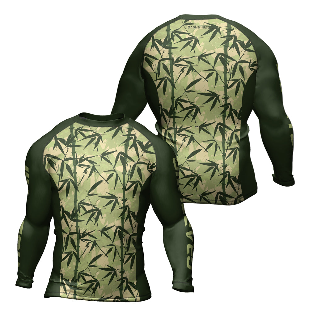 Bamboo Rash Guard Rashninja Camouflage Bamboo Leaf Blend Men's Long Sleeve Rash Guard
