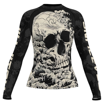 Rashninja Halloween Skull Wave Women's Long Sleeve Rash Guard