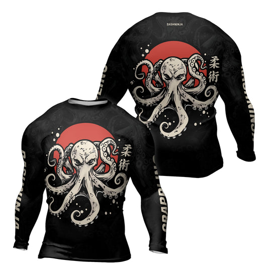 Rashninja Octopus Red Sun Men's Long Sleeve Rash Guard