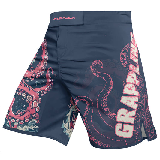 Rashninja Octopus Pink Kraken Men's Fight Shorts