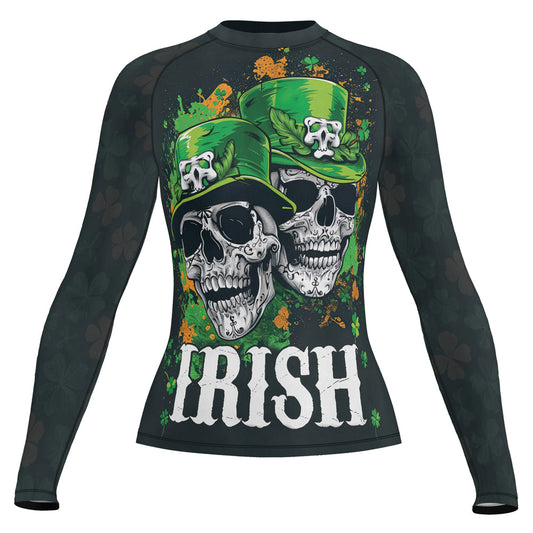 Rashninja Irish Leprechaun Skull Women's Long Sleeve Rash Guard