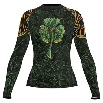 Rashninja Irish Celtic Clover Women's Long Sleeve Rash Guard – St. Patrick's Day Edition